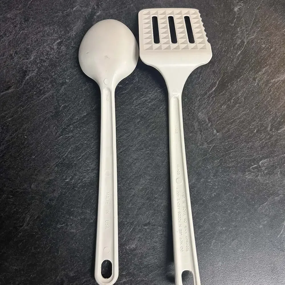 Lot of 2 Vintage White Ultratemp Utensils Spoon & Cake Server MCM Kitchen